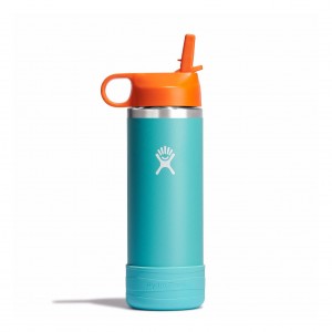 Hydro Flask 18 oz Kids Wide Mouth w/ Straw Cap Seaspray | 5762091-JQ