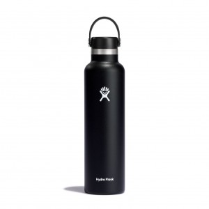 Hydro Flask 24 oz Standard Mouth Schwarz | 5243061-TL