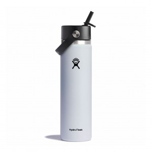 Hydro Flask 24 oz Wide Mouth with Flex Straw Cap Weiß | 3215798-TZ