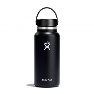 Hydro Flask 32 oz Wide Mouth Schwarz | 7035468-YX