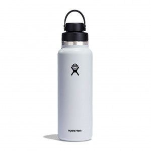 Hydro Flask 40 oz Wide Mouth with Flex Chug Cap Weiß | 7802145-ZD