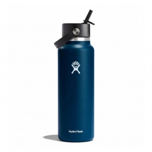 Hydro Flask 40 oz Wide Mouth with Flex Straw Cap Indigo | 4392807-XM