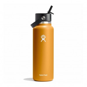 Hydro Flask 40 oz Wide Mouth with Flex Straw Cap Fossil | 7468351-UZ