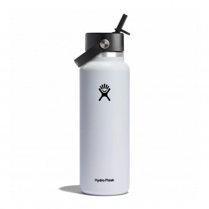 Hydro Flask 40 oz Wide Mouth with Flex Straw Cap Weiß | 6087591-CP