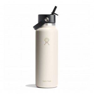 Hydro Flask 40 oz Wide Mouth with Flex Straw Cap Ivory | 3968751-BW