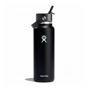 Hydro Flask 40 oz Wide Mouth with Flex Straw Cap Schwarz | 0345286-IA